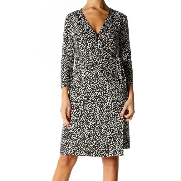 Banana Republic White Animal Print Bohemian A-Line Dress - Picture 1 of 3